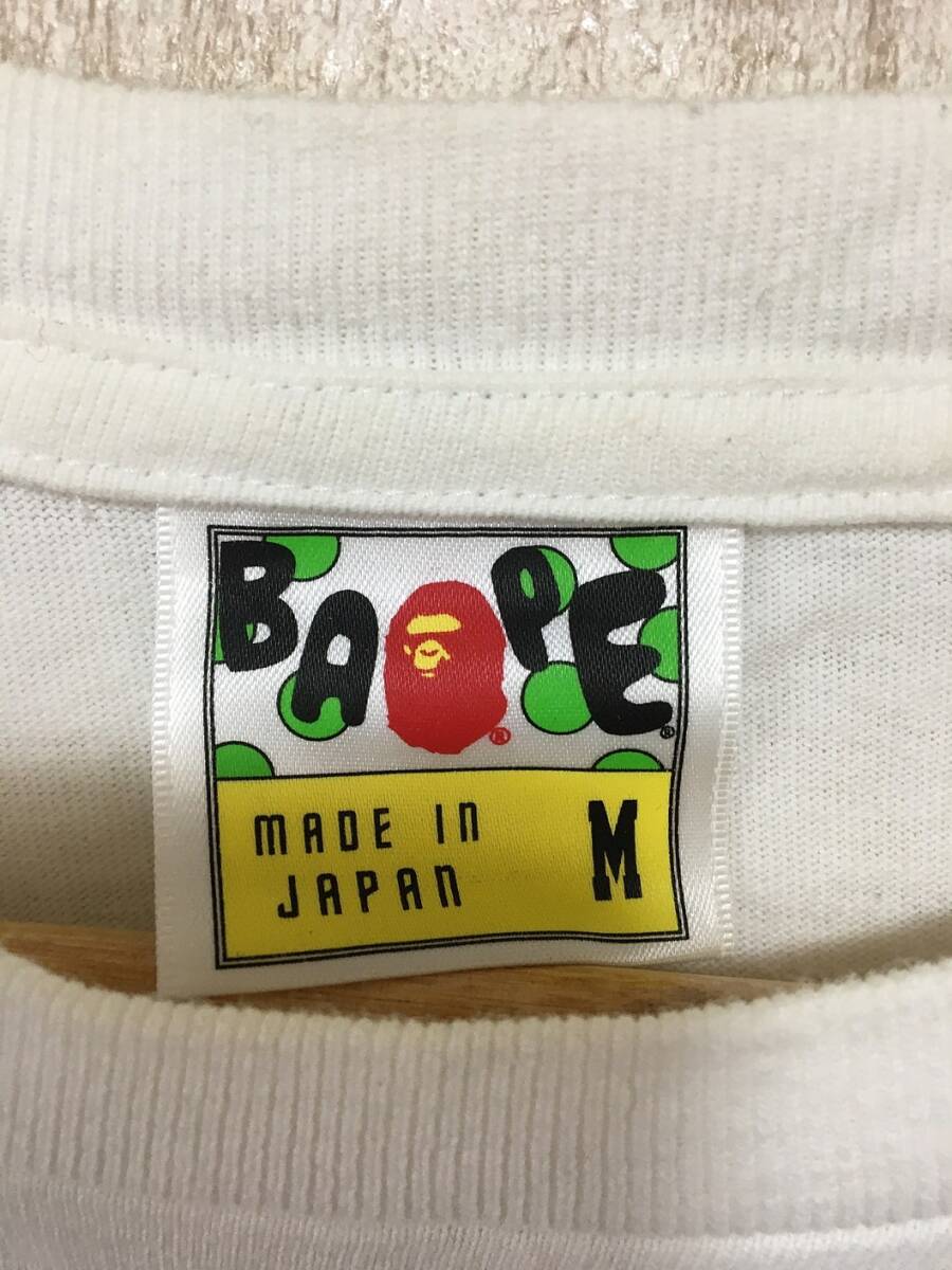 281☆【ローリング ストーンズ コラボTシャツ】A BATING APE BAPE エイプ 白 M_画像7