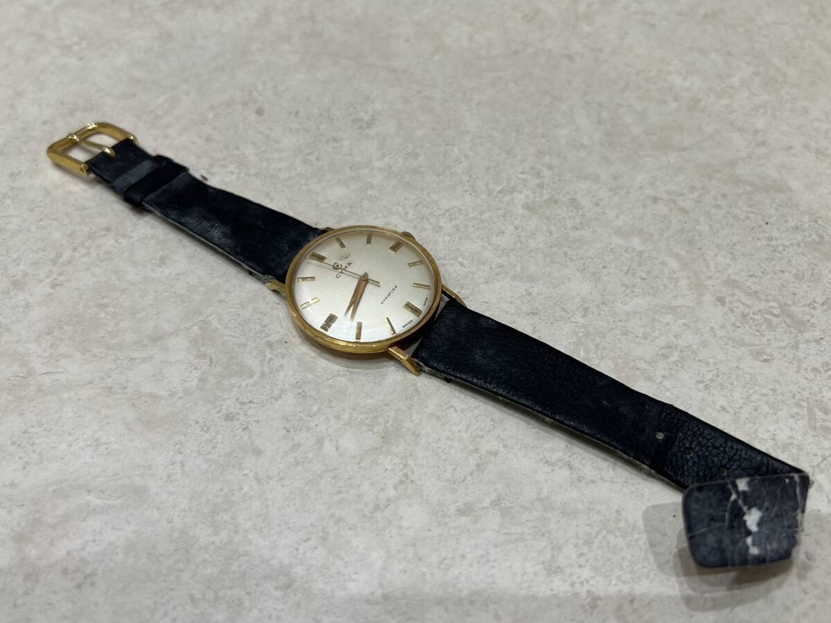 M4008 1円～ CYMA FLEX 自動巻き メンズ 腕時計 ヴィンテージ ジャンク レザーベルト ゴールドカラーの画像2