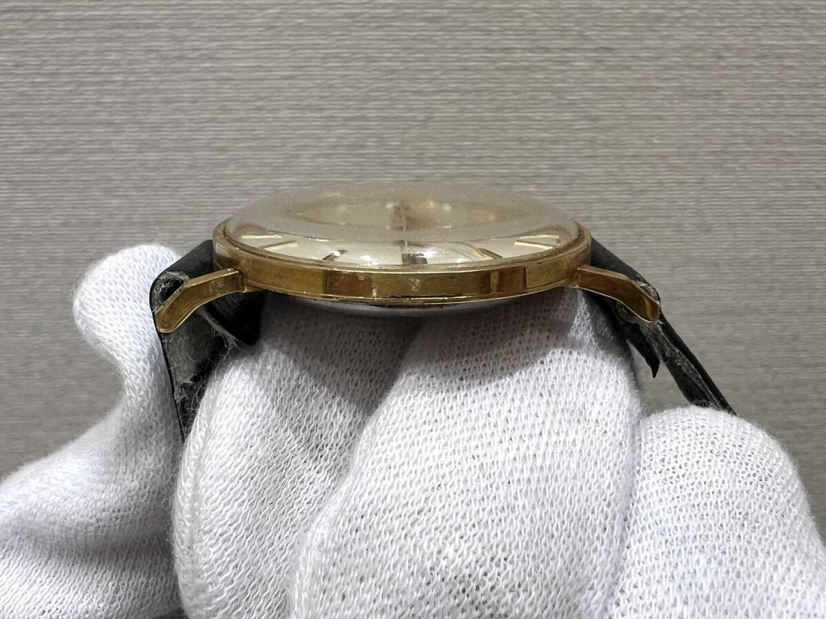M4008 1円～ CYMA FLEX 自動巻き メンズ 腕時計 ヴィンテージ ジャンク レザーベルト ゴールドカラーの画像6