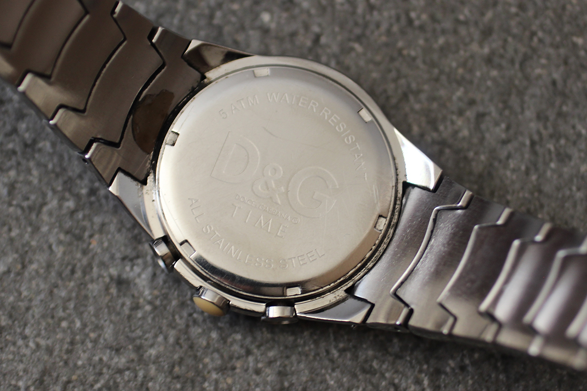 D&G ドルチェ & ガッバーナ DOLCE & GABBANA クロノ グラフ ウォッチ メンズ 腕 時計 白 文字盤 ラウンド クォーツ 部品 パーツの画像5