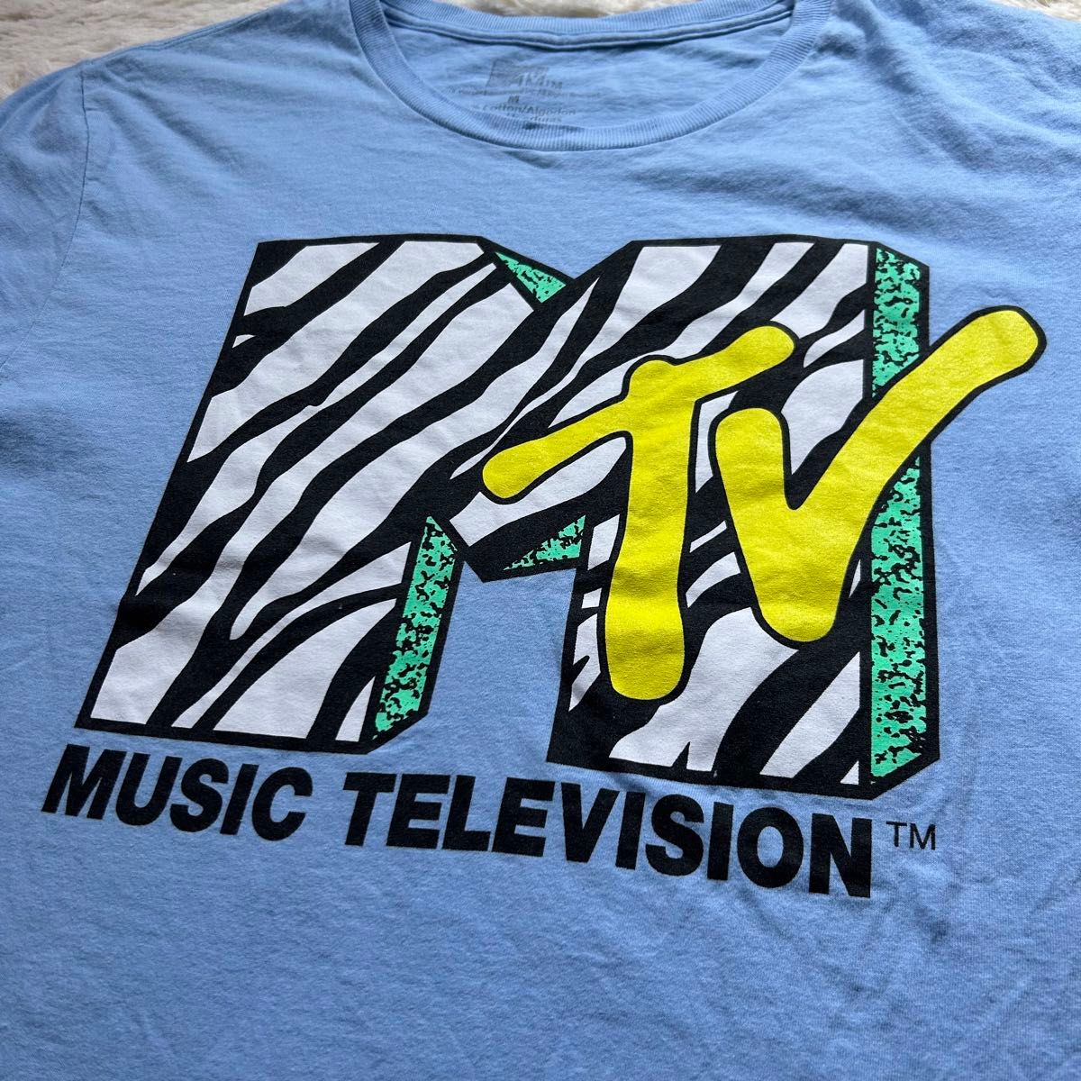 M TVミュージックテレビジョン　ビックプリント半袖Tシャツ　Mサイズ　ゼブラ柄