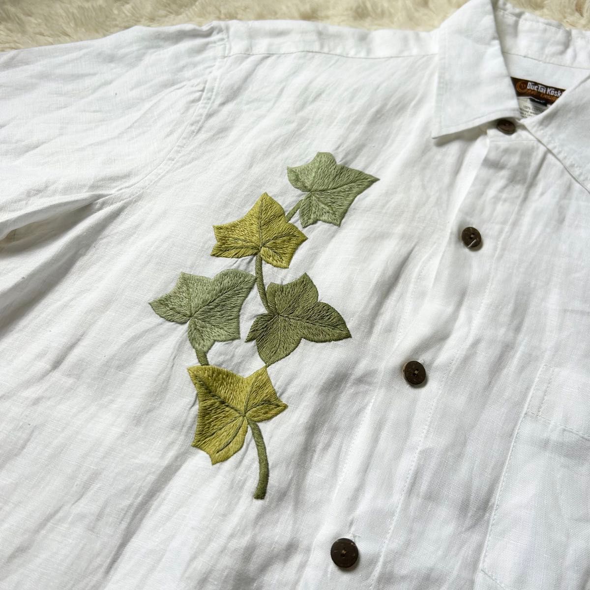 大きめ】Duc Tai Koskiアートデザイン　半袖レギュラーシャツ　XL  胸刺繍