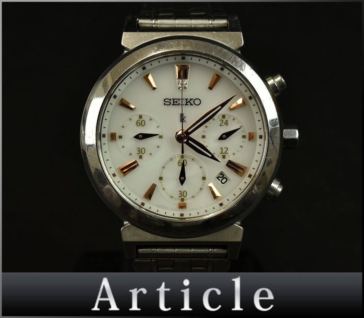 174981◇動作未確認 SEIKO セイコー ルキア 腕時計 ソーラー クロノグラフ デイト V175-0AJ0 SS ホワイト シルバー レディース/ Dの画像1
