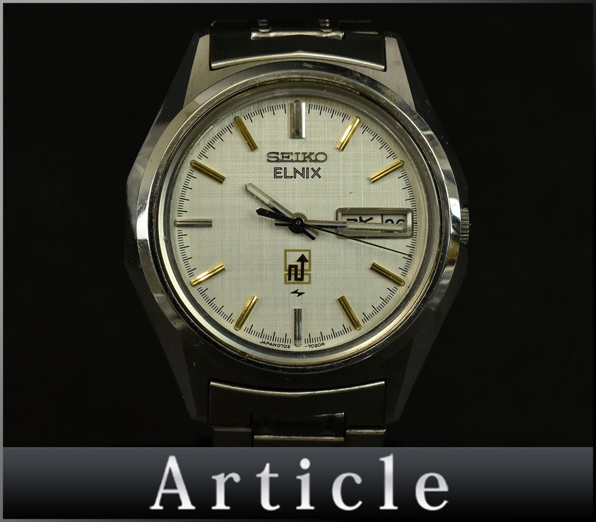 174042◆動作未確認 SEIKO セイコー エルニクス 腕時計 電磁テンプ式 0703-7020 デイデイト 3針 アナログ SS シルバー メンズ/ Dの画像1