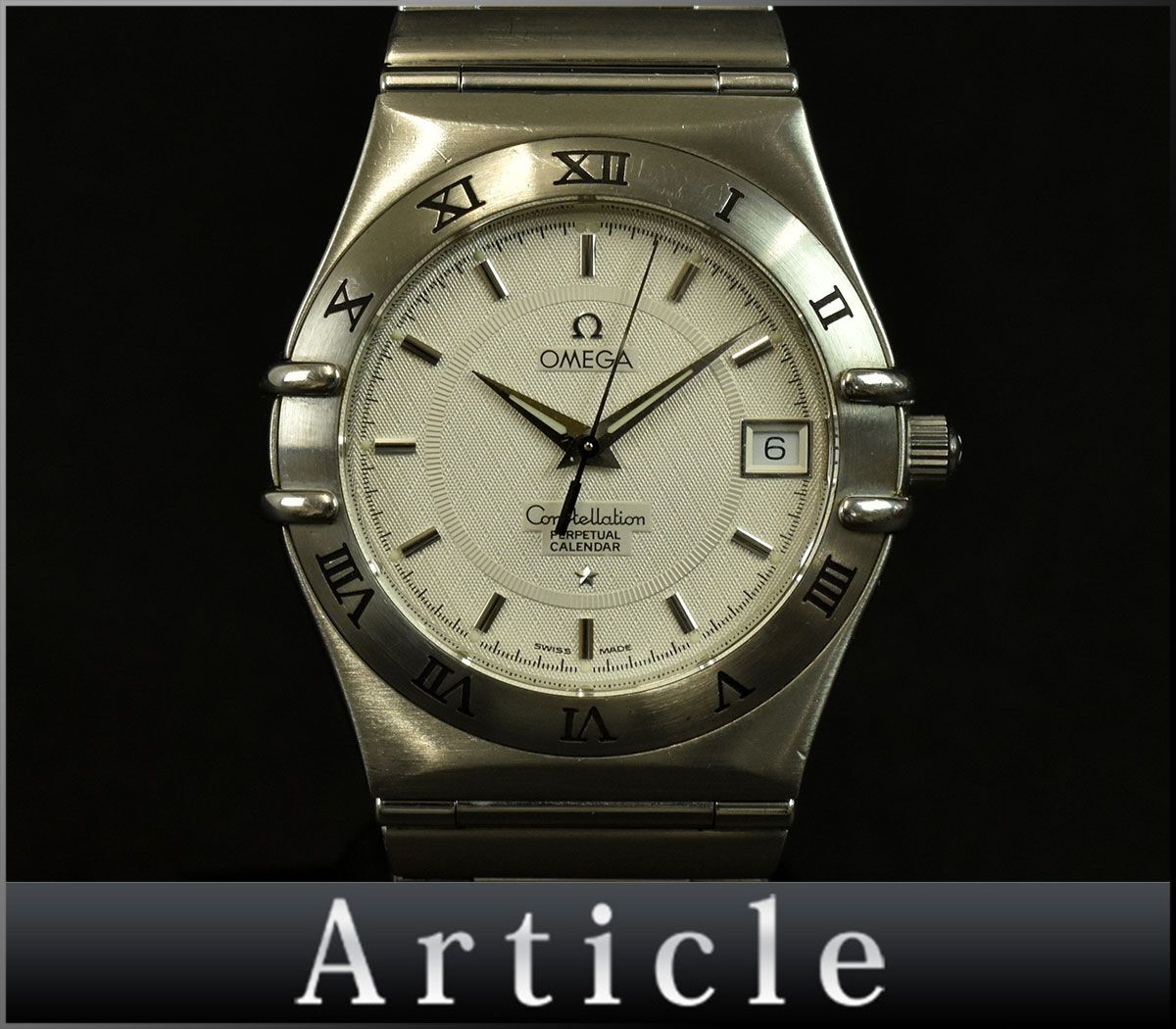 174158◆動作確認済 OMEGA オメガ コンステレーション 腕時計 クォーツ ローマンベゼル デイト 3針 SS ホワイト シルバー メンズ/ Dの画像1