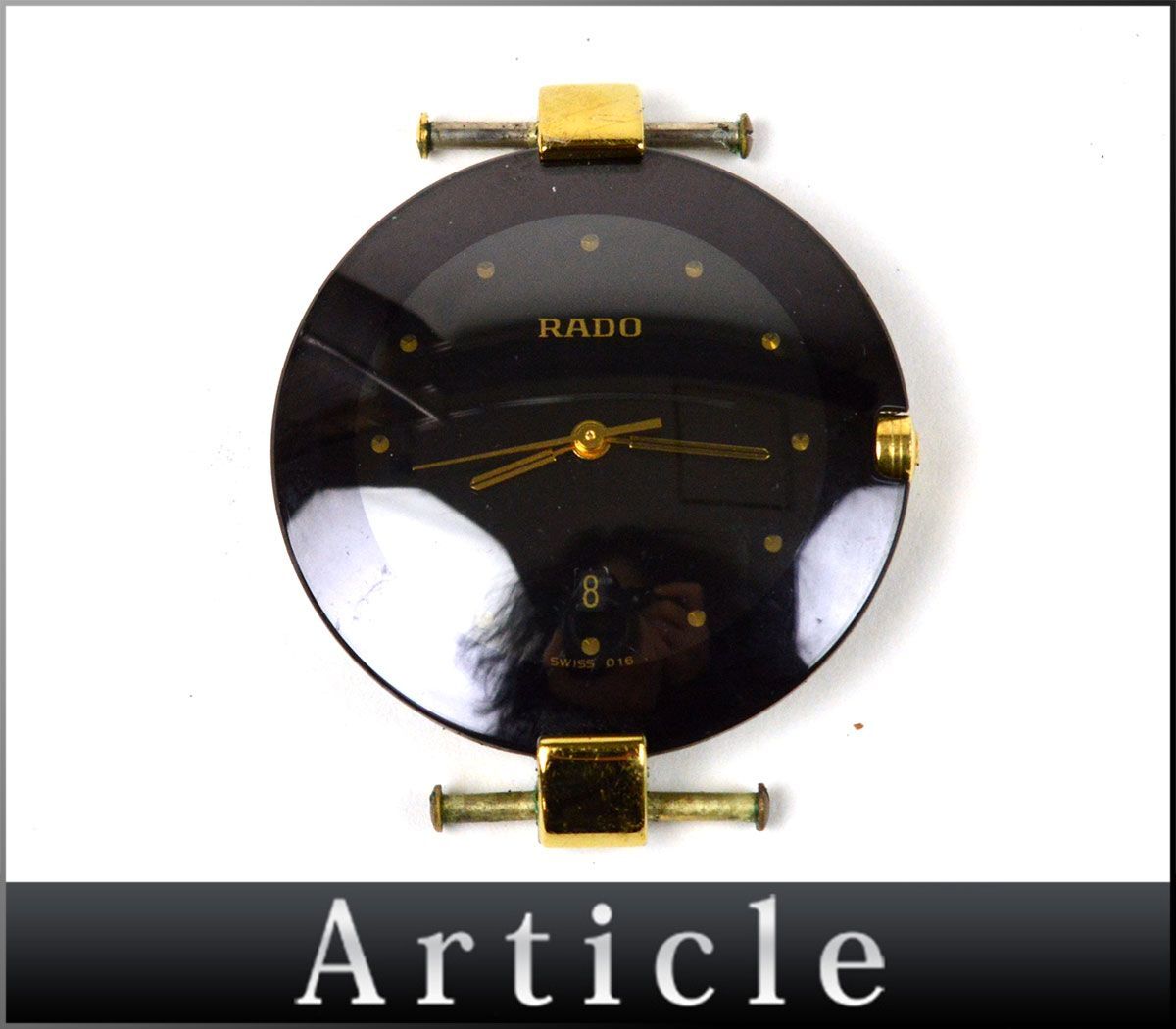 174645◇動作未確認 RADO ラドー ダイアスター クポール 腕時計 本体のみ クォーツ 129.4075.4N SS GP ブラック ゴールド メンズ/ D_画像1