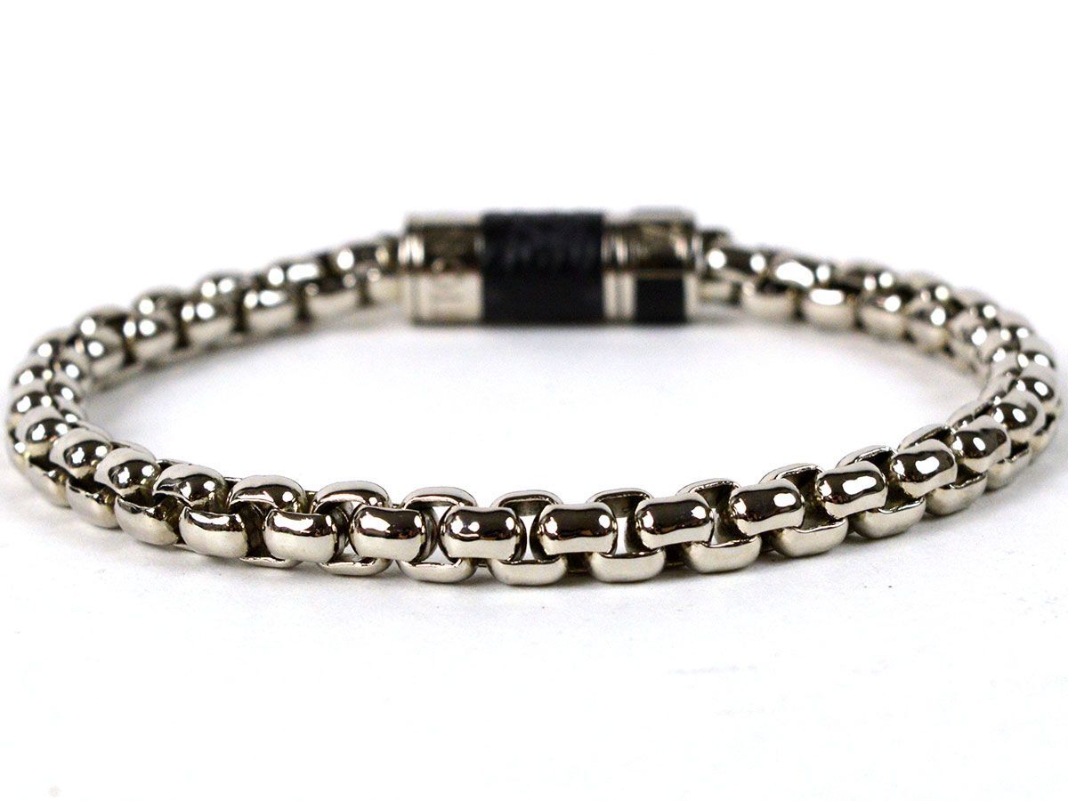 174758* beautiful goods LOUIS VUITTON Vuitton bracele chain M63107 monogram Eclipse black silver men's / E
