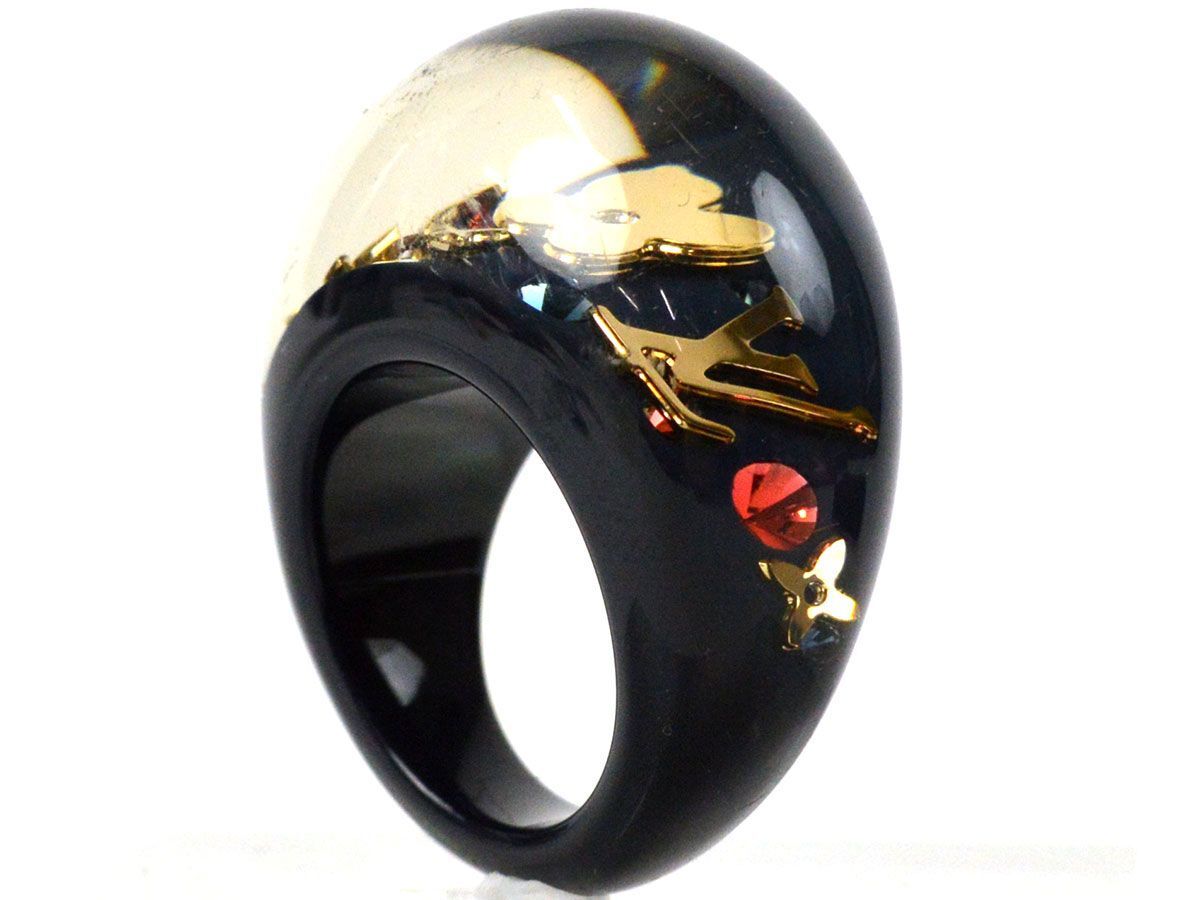 174873◇ LOUIS VUITTON ヴィトン リング 指輪 12号 Mサイズ レジン 樹脂 プラスチック ネイビー レッド ゴールド アクセサリー 箱付/ Eの画像6