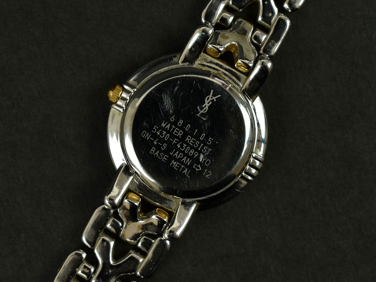 175609□動作未確認 Yves SaintLaurent イヴサンローラン 腕時計 クォーツ 3針 5430-F43089 GP SS ブルー ゴールド シルバー レディース/ Dの画像9