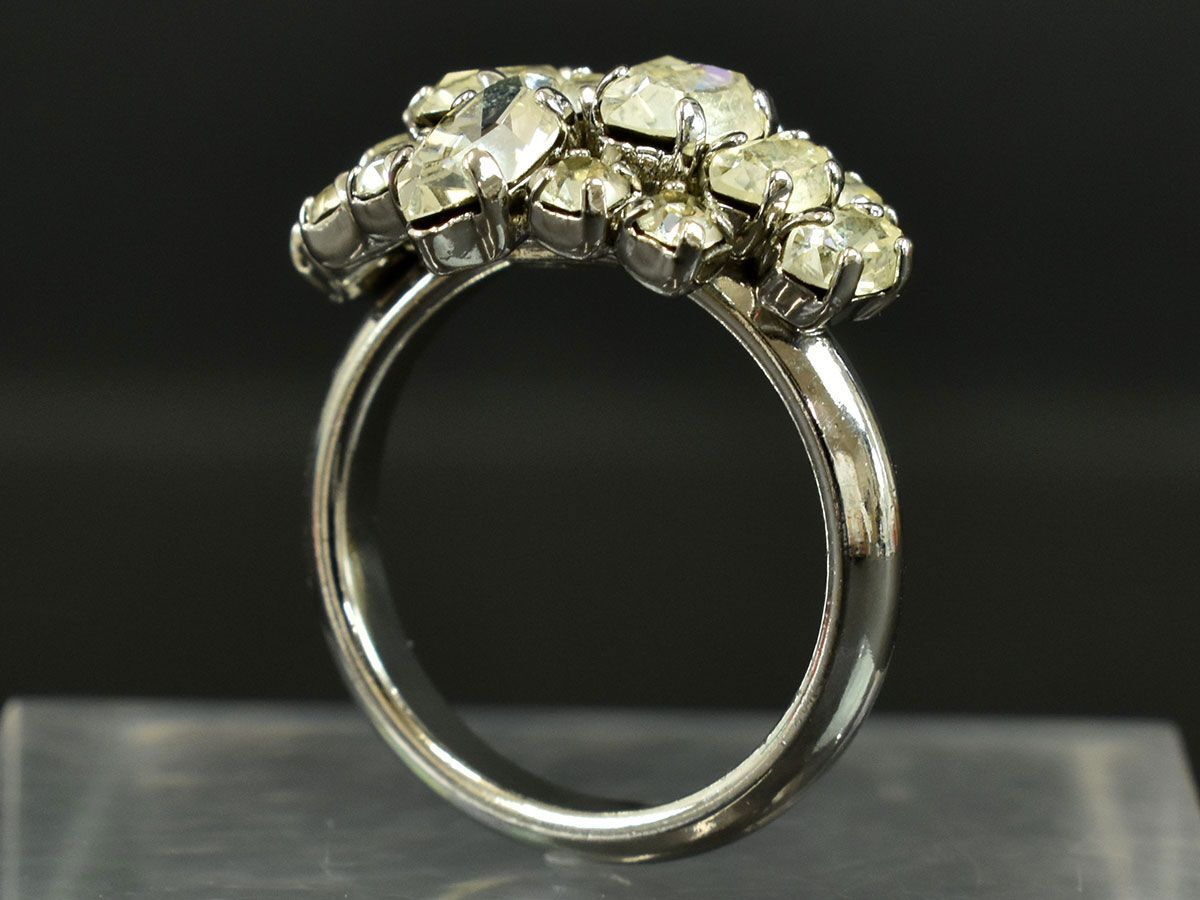 175343〇美品 Christian Dior クリスチャン ディオール リング 指輪 12号 ラインストーン シルバー レディース アクセサリー/ Eの画像4