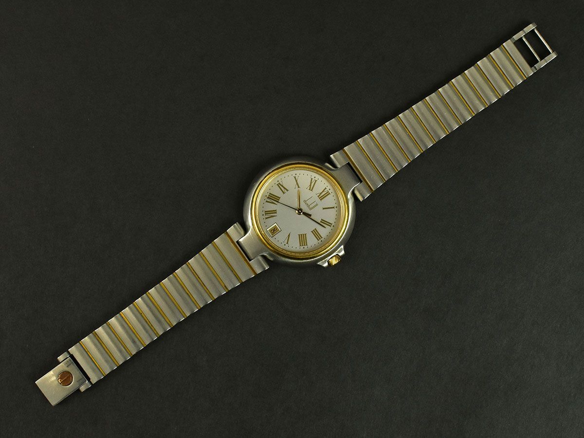 173815◇ 動作確認済 dunhill ダンヒル ミレニアム 腕時計 クォーツ デイト ローマン 3針 SS GP グレー ゴールド ボーイズ 箱/ Dの画像5