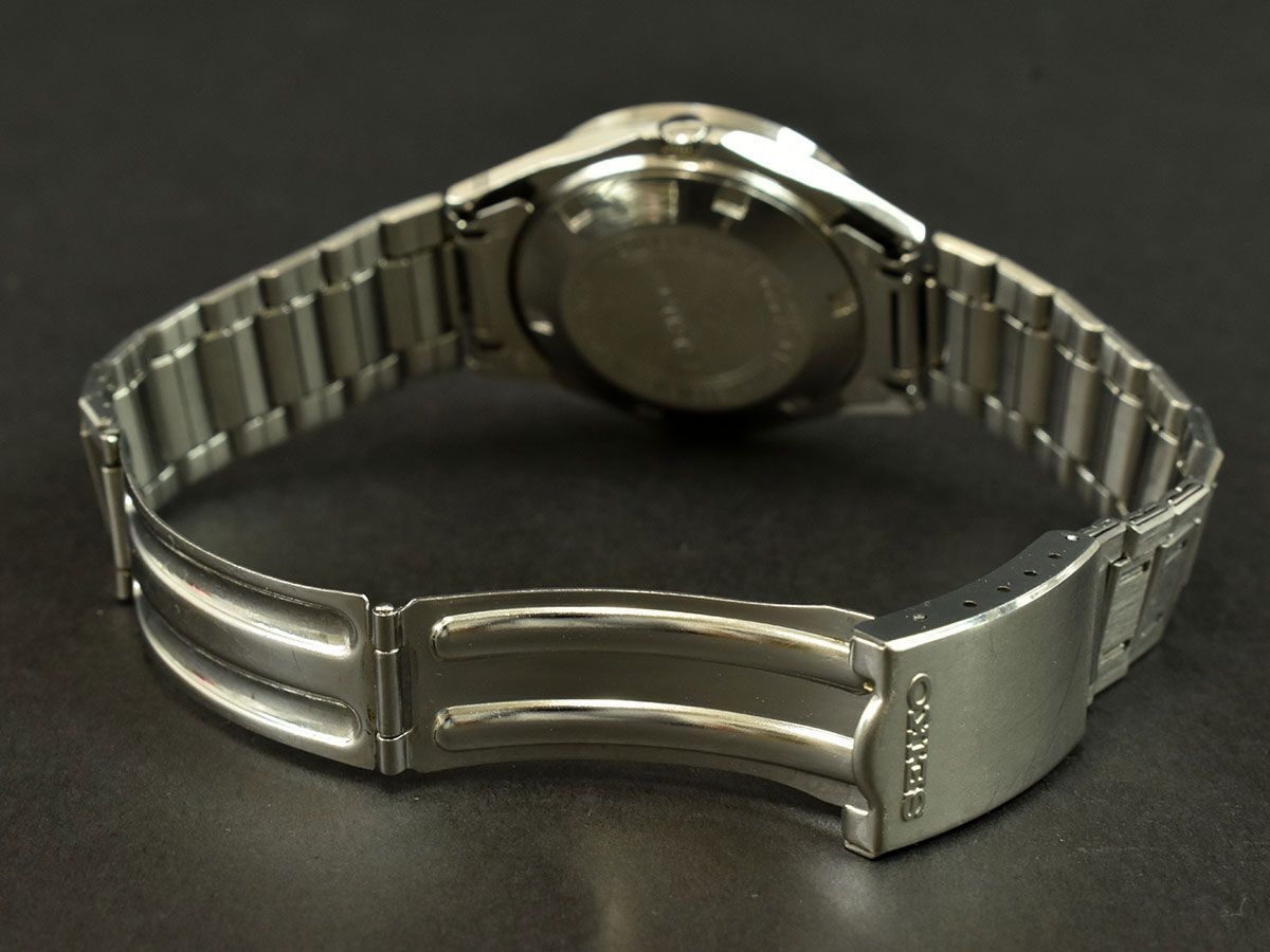 174042◆動作未確認 SEIKO セイコー エルニクス 腕時計 電磁テンプ式 0703-7020 デイデイト 3針 アナログ SS シルバー メンズ/ D_画像8