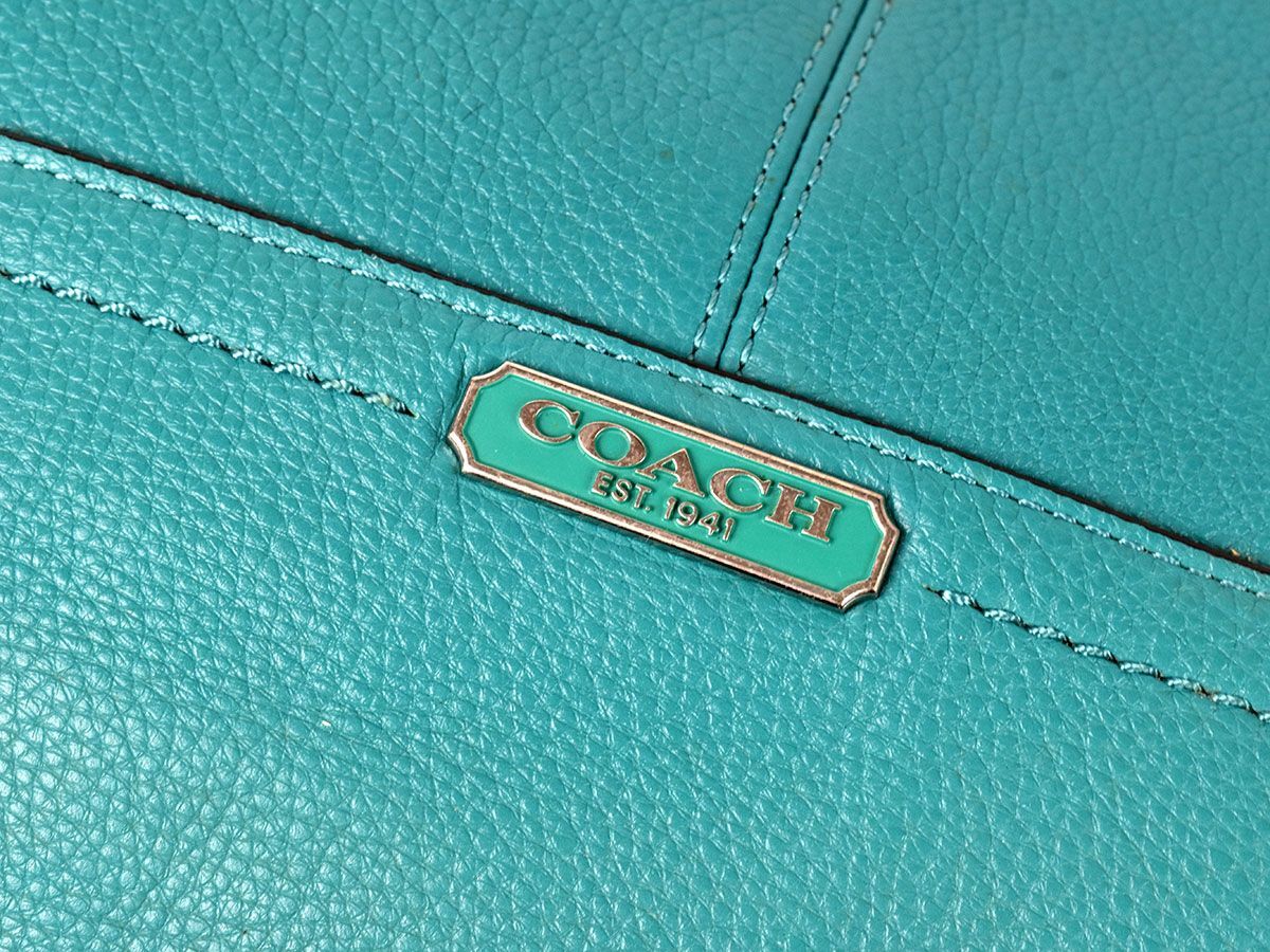 177143◆美品 COACH コーチ 2WAY ショルダーバッグ 肩掛け 斜めがけ F23293 レザー 革 グリーン シルバー金具 レディース/ B_画像7