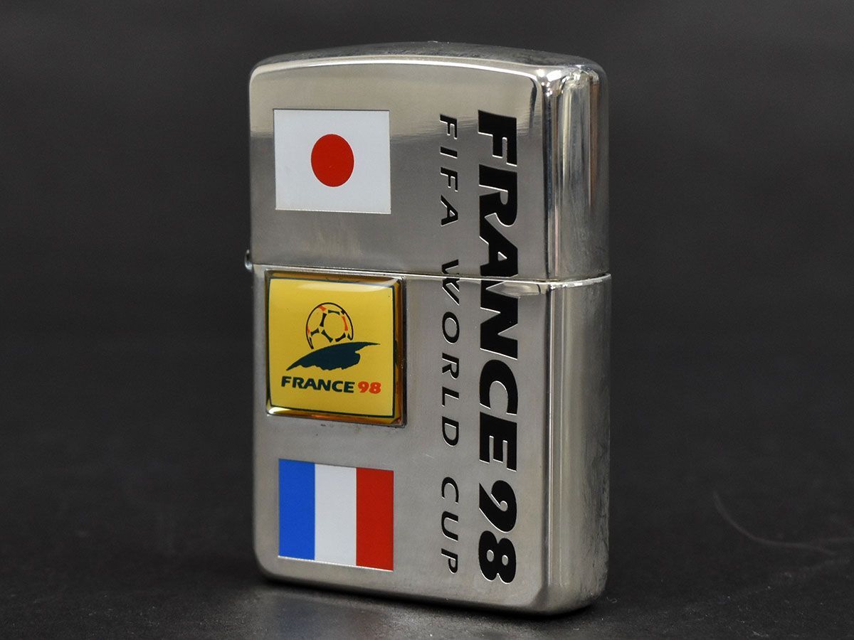 168734◇着火確認済 ZIPPO ジッポ FIFAワールドカップ フランス98年 オイルライター ライターL XI 1995年 真鍮 シルバー 喫煙具/ G_画像2