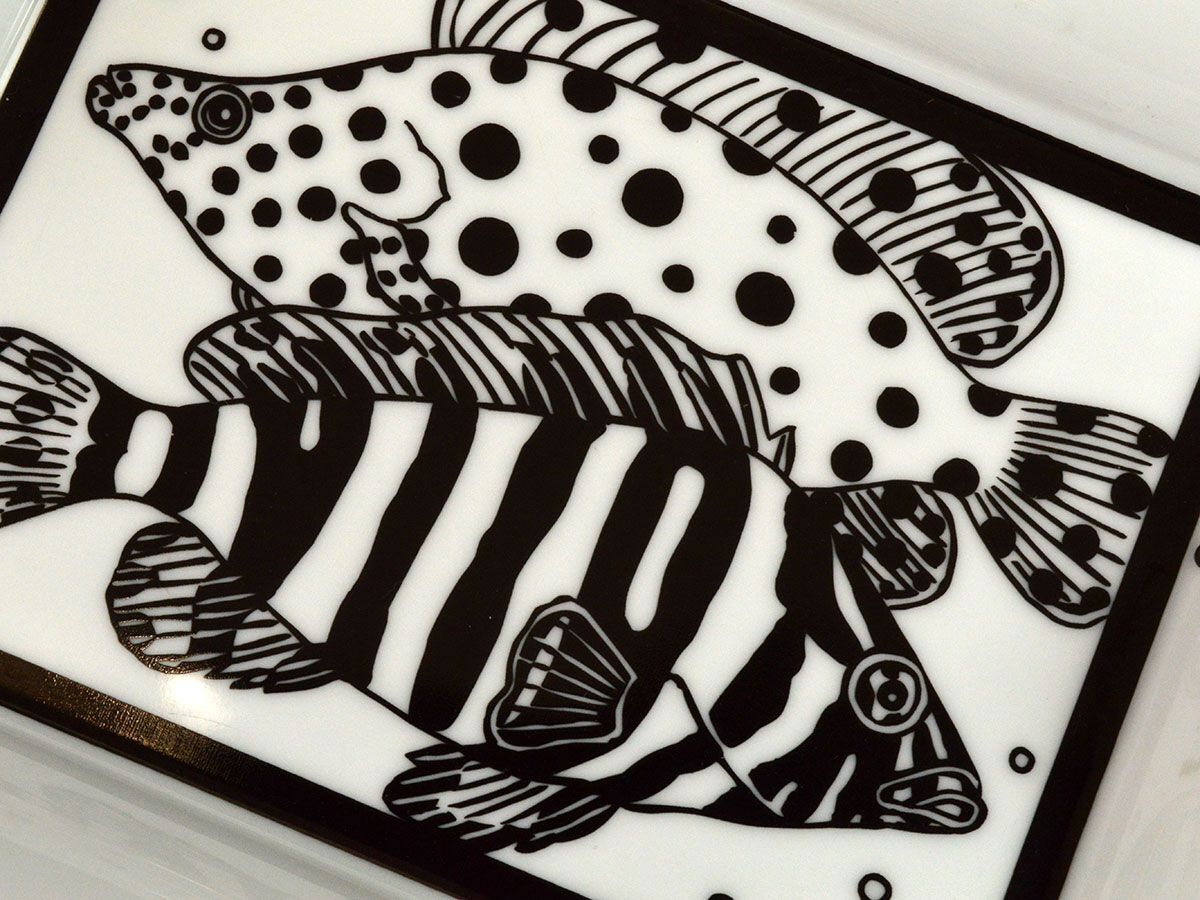 176021〇美品 HERMES エルメス トレイ アッシュトレイ 皿 灰皿 ポーセリン ホワイト ブラック シルバー 魚 フィッシュ 食器/ G_画像6