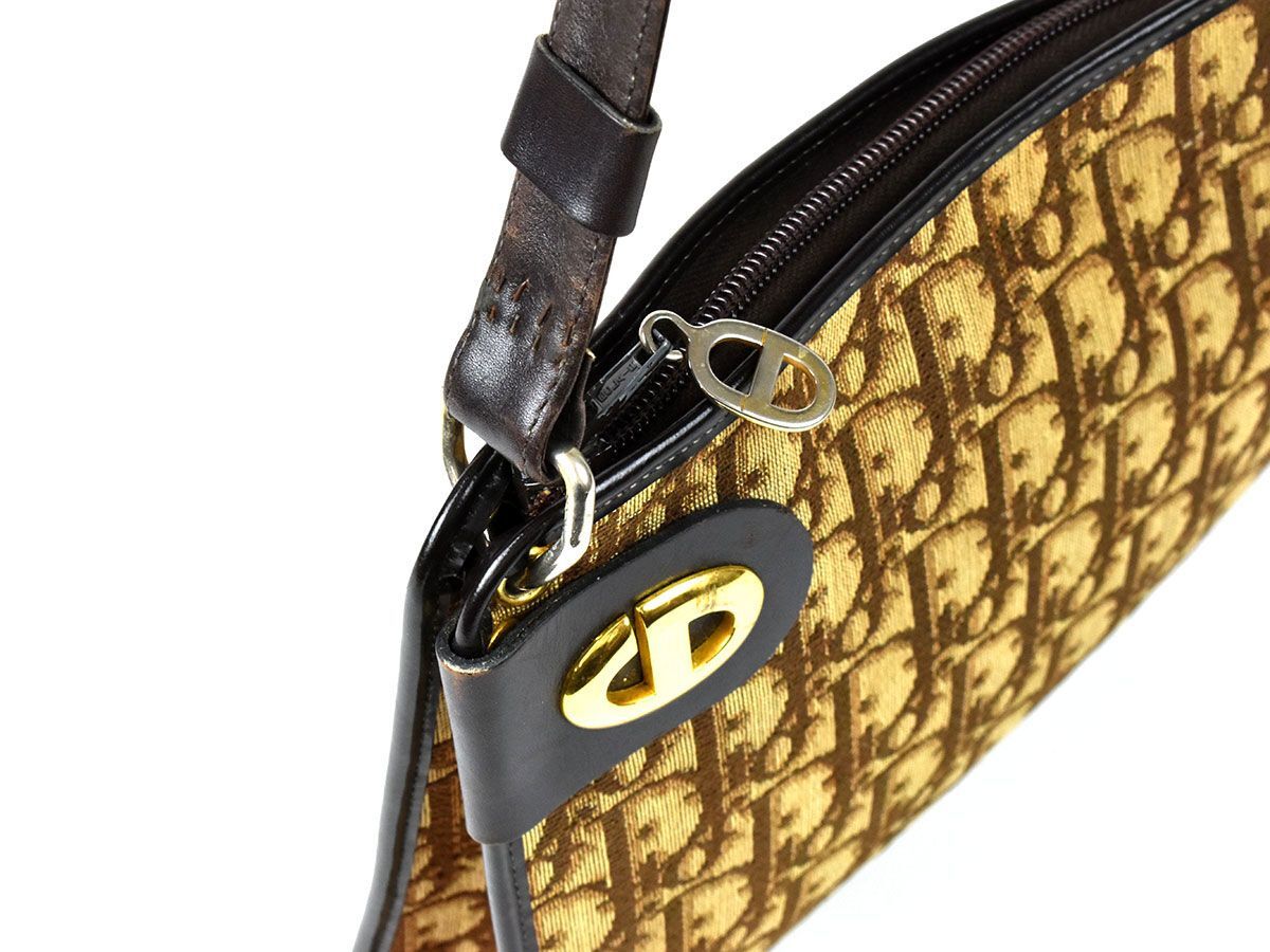 175444□ Christian Dior ディオール トロッター柄 ショルダーバッグ 鞄 キャンバス レザー 革 ベージュ ブラウン レディース/ B_画像8