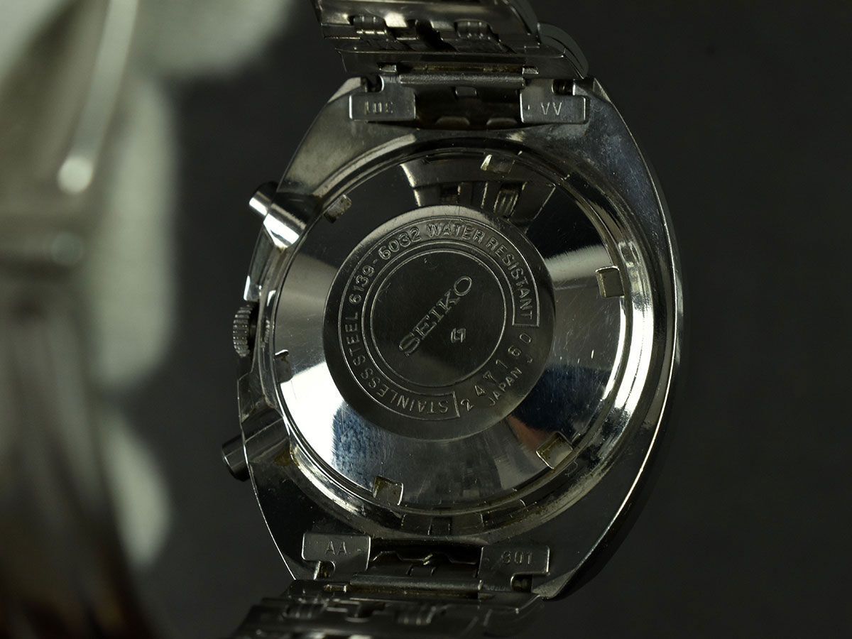177374◇動作確認済 SEIKO セイコー スピードタイマー 5スポーツ 腕時計 自動巻き シングルクロノ 6139-6032 SS ブラック シルバー/ D_画像9
