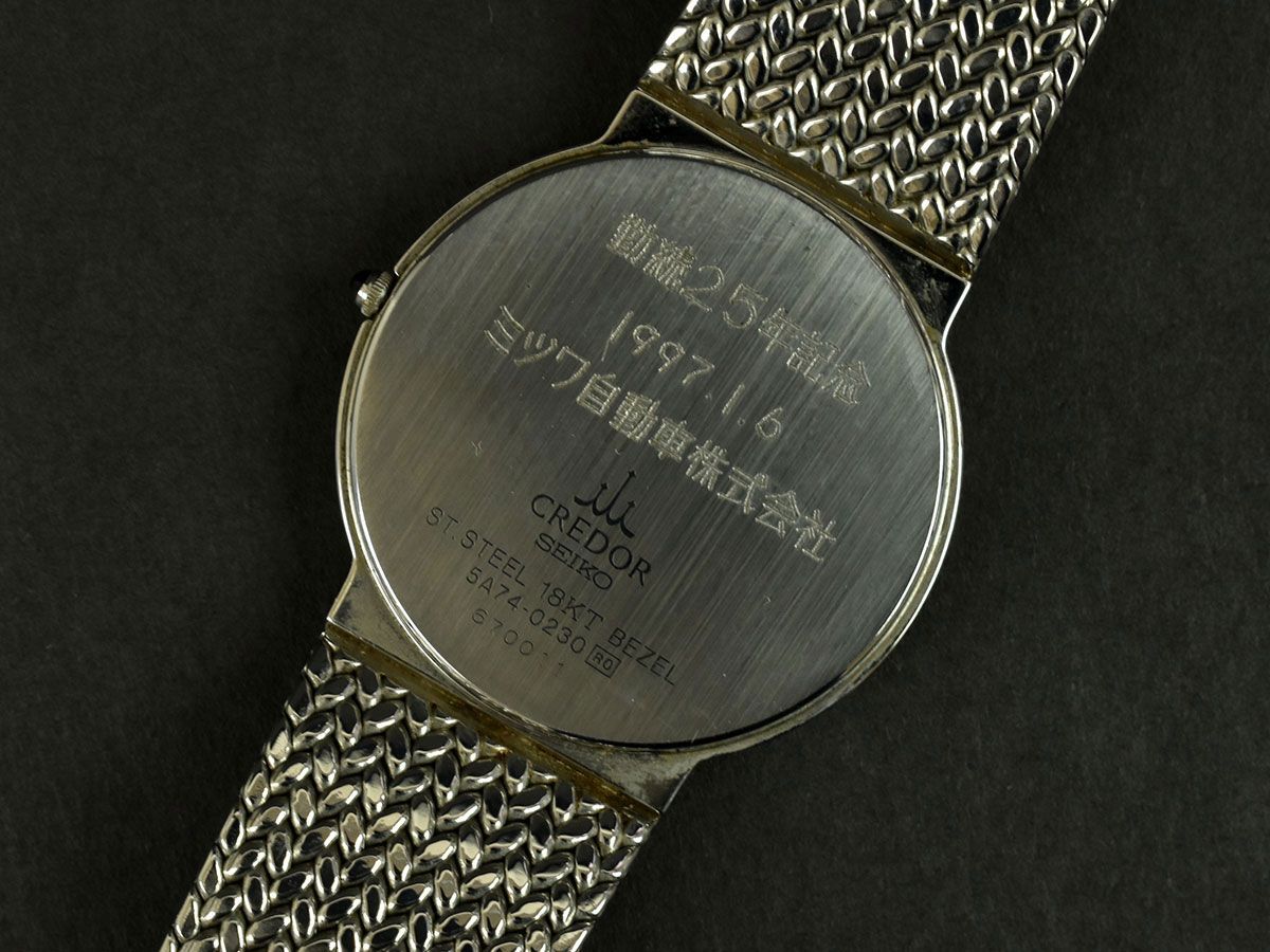 175180◇動作確認済 SEIKO セイコー クレドール 腕時計 ウォッチ クォーツ 2針 5A74-0230 SS 18KT アイボリー ゴールド メンズ/ D_画像9