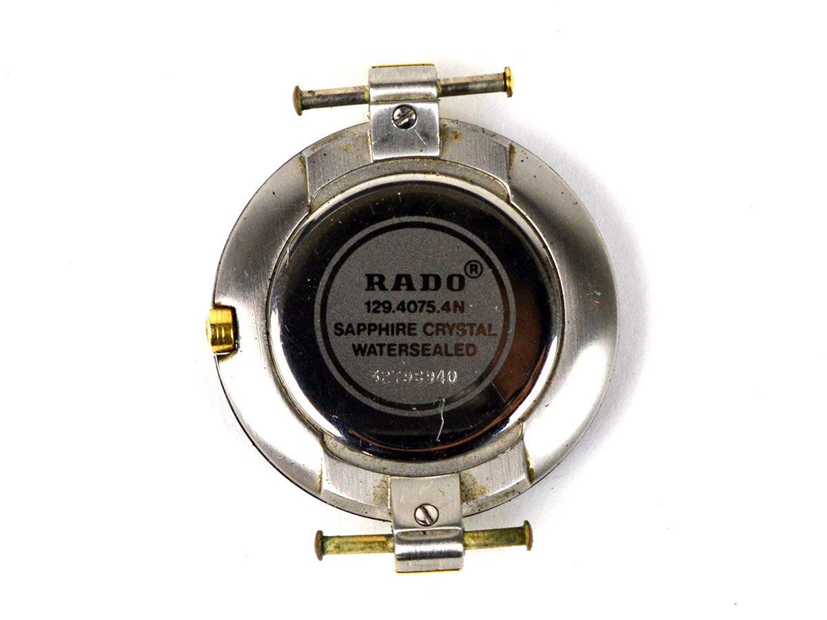 174645◇動作未確認 RADO ラドー ダイアスター クポール 腕時計 本体のみ クォーツ 129.4075.4N SS GP ブラック ゴールド メンズ/ D_画像2