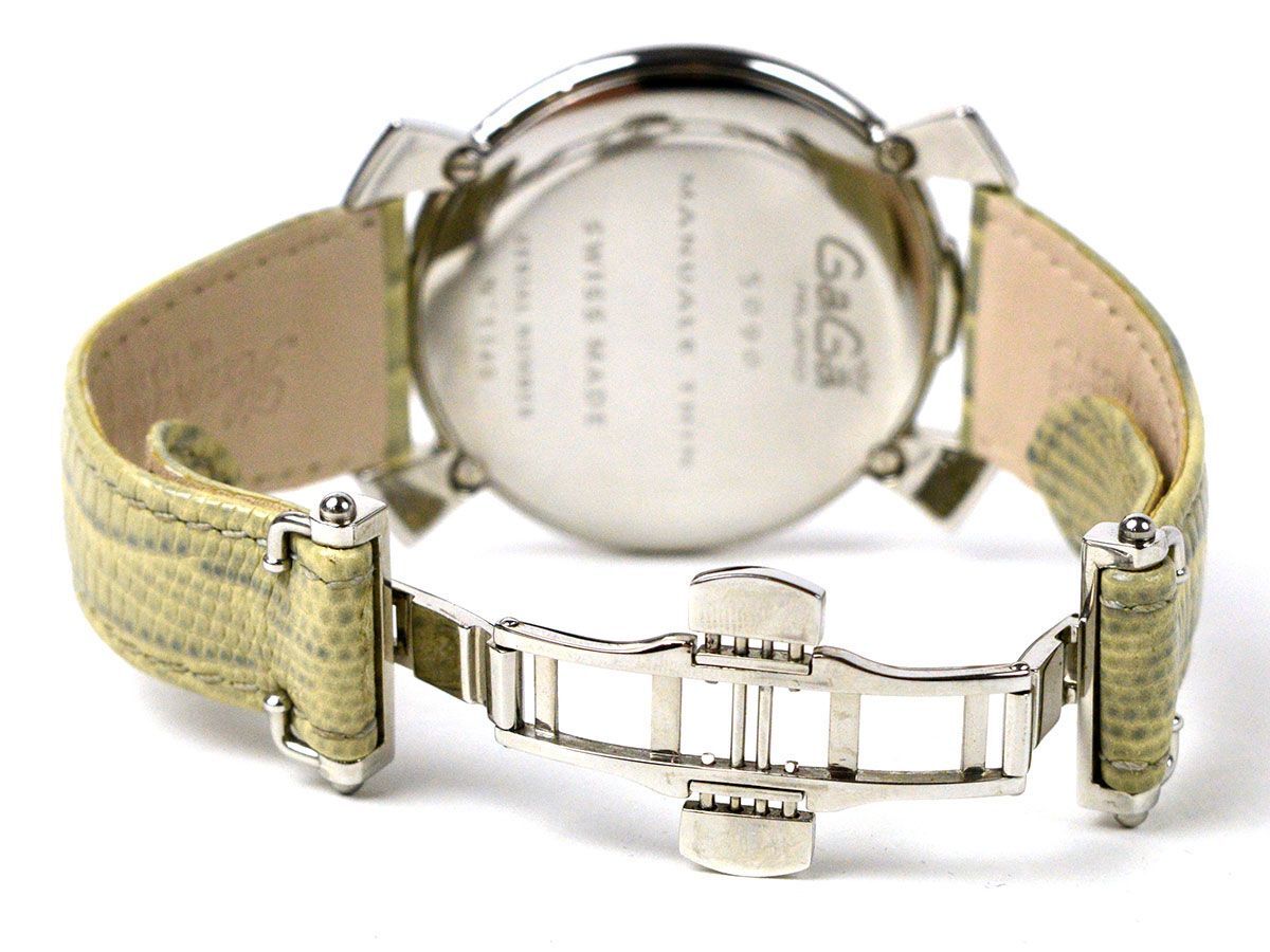 175968◇美品 動作確認済 GaGa MILANO ガガミラノ マヌアーレシン 腕時計 クォーツ 5090 SS レザー グレー シルバー メンズ/ D_画像5