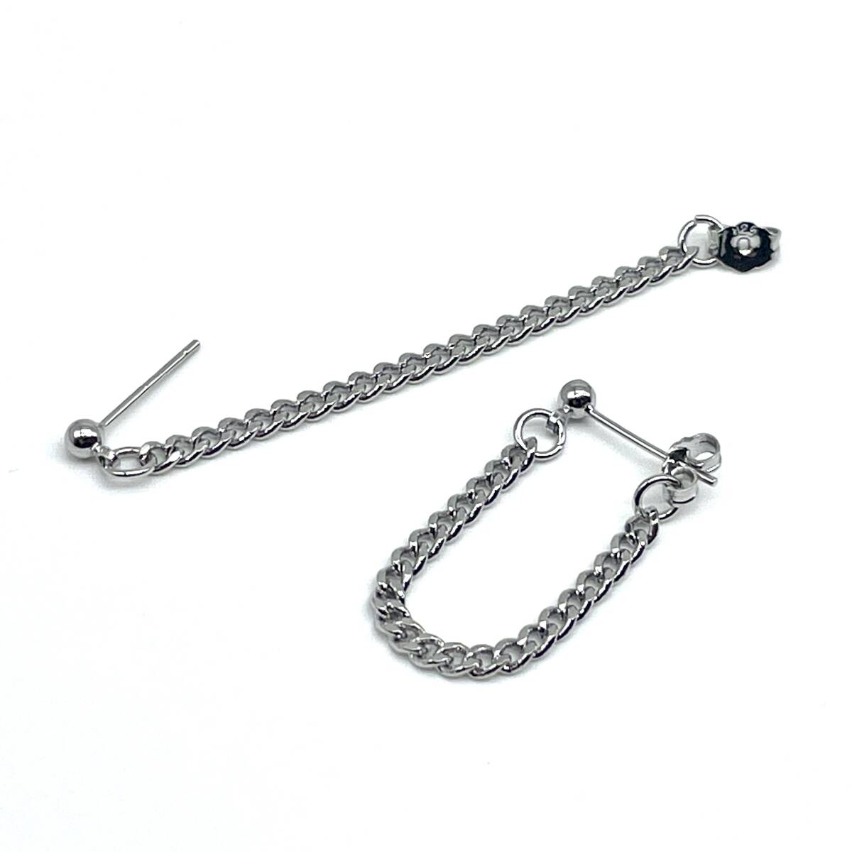  chain design stud earrings * earrings men's silver 925 L 20G new goods unused catch earrings men's earrings Street [PN244-1]