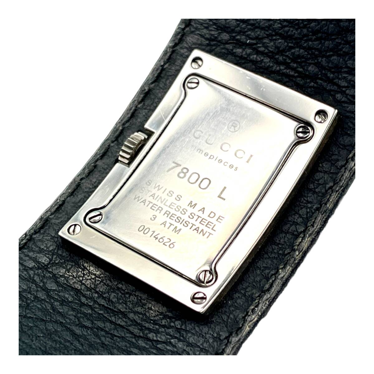極美品■稼働 GUCCI グッチ 腕時計 バングル レザー スクエア 7800L 高級 希少 レディース 腕時計 A608-954-8