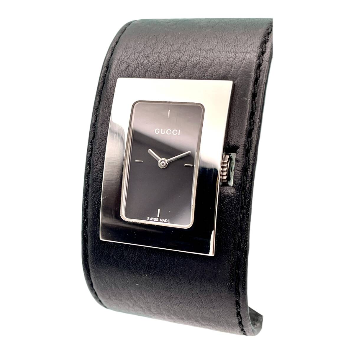 極美品■稼働 GUCCI グッチ 腕時計 バングル レザー スクエア 7800L 高級 希少 レディース 腕時計 A608-954-8