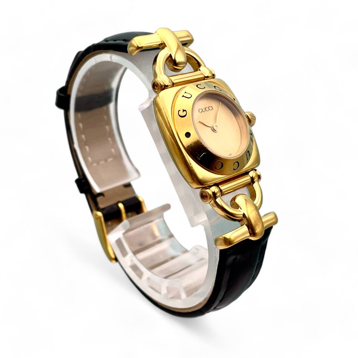 極美品■稼働 GUCCI グッチ ベルト新品 レディース 腕時計 アナログ 綺麗 6300L C616-605-0