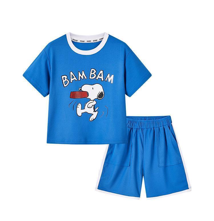 ★新入荷★スヌーピー 子供服 パジャマ 短パン 上下セット半袖 スポーツウェア 130 blue