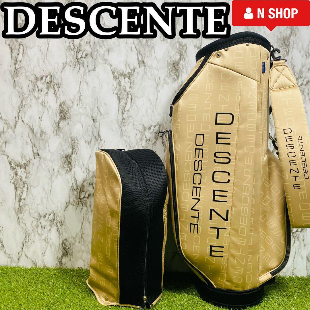 【極美品】DESCENTE デサントゴルフ キャディバッグ ゴルフバッグ 軽量モデル 2.7kg 9.0型 ベージュ_画像1