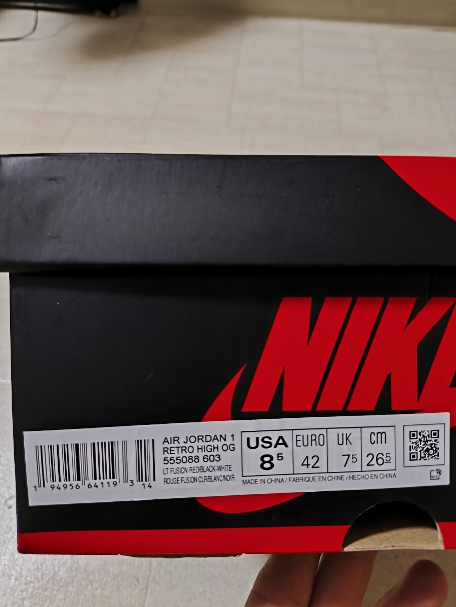 サイズ：26.5cm　箱付き未使用品　NIKE AIR JORDAN 1 RETRO HIGH OG 555088-603ナイキ エア ジョーダン 1 レトロ ハイ _画像5