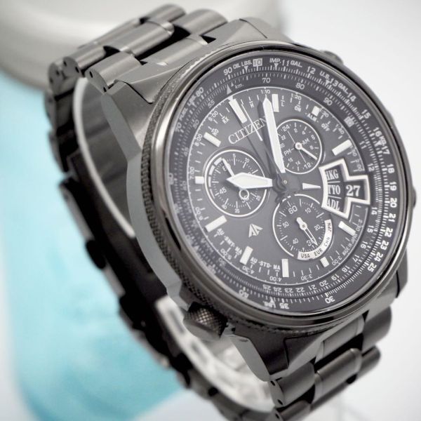 270【美品】シチズン時計　メンズ腕時計　プロマスター　電波ソーラー　ブラック_画像2