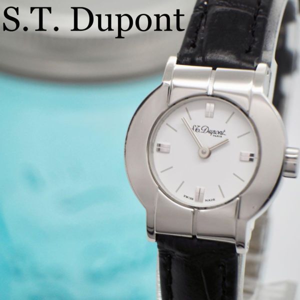 566【美品】S.T.Dupontデュポン時計　レディース腕時計　新品バンド_画像1