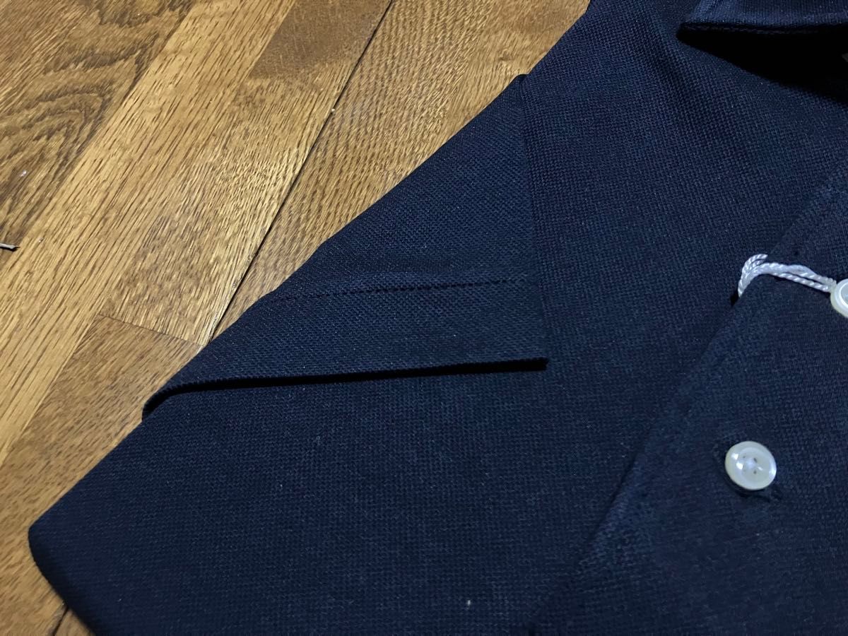 FAIRFAX(フェアファックス) 濃紺台襟付半袖ポロシャツ　ワイドスプレッド　Lサイズ　スリムタイプ伊勢丹販売ブランド　