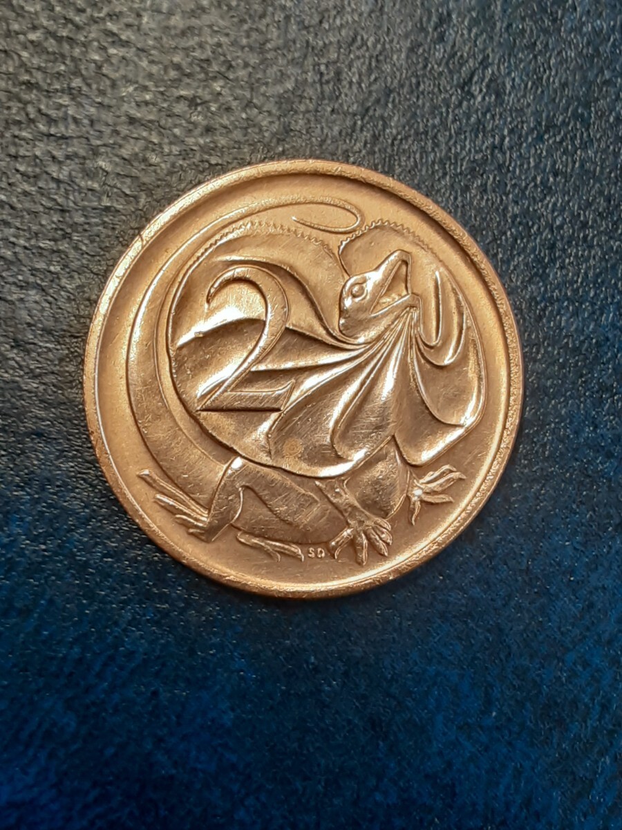 アンティークコイン オーストラリア 1983年 エリザベス二世 2セント硬貨 AU83EL2060513_画像7