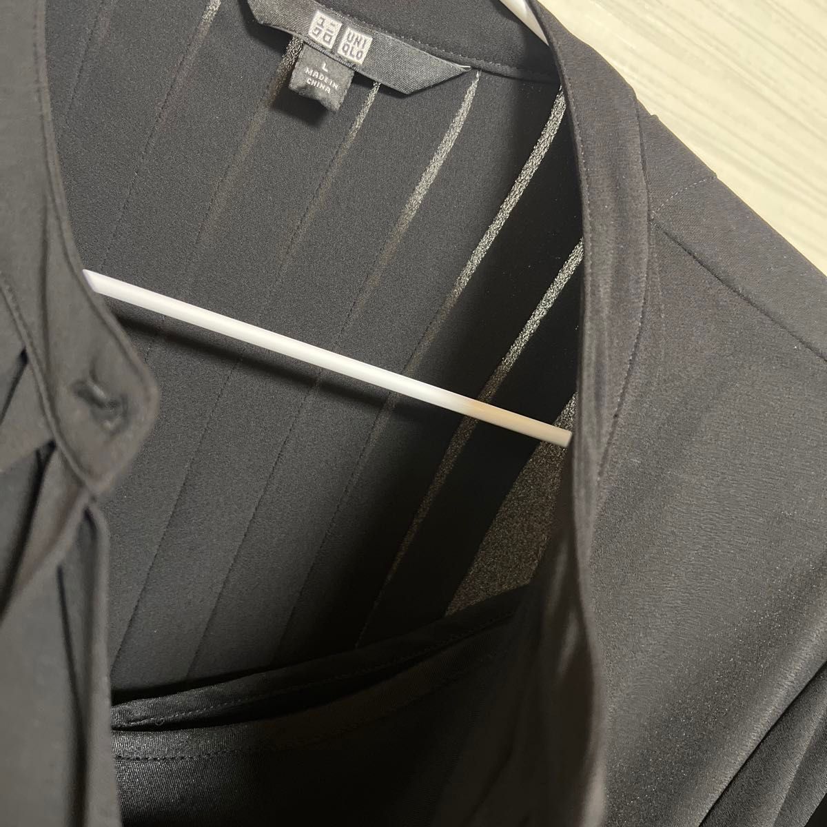 Lサイズ 2点セット ユニクロ ロング ワンピース 長袖 プリーツ レディース ブラック 黒 新品 未使用 細見え 上品 綺麗