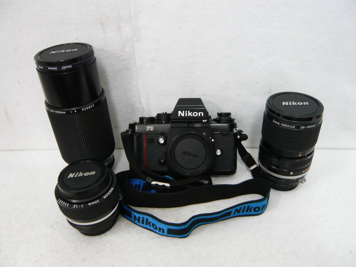 (M39900)ニコン Nikon F3 HP 190万番台 ボディ+レンズ3本 Nikkor ニッコール ハイアイポイント おまとめ セット_画像1