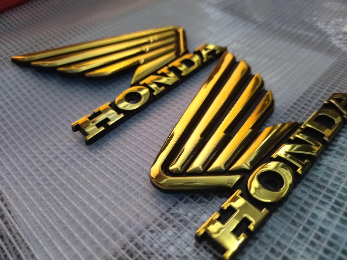 HONDA( Honda wing ) 3D эмблема Gold длина 7cm× ширина 9.5cm× толщина 4mm левый правый 2 листов комплект ① бесплатная доставка 