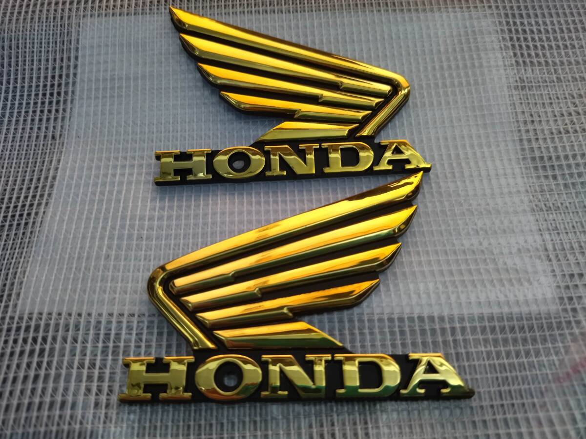 HONDA( Honda wing ) 3D эмблема Gold длина 7cm× ширина 9.5cm× толщина 4mm левый правый 2 листов комплект ① бесплатная доставка 