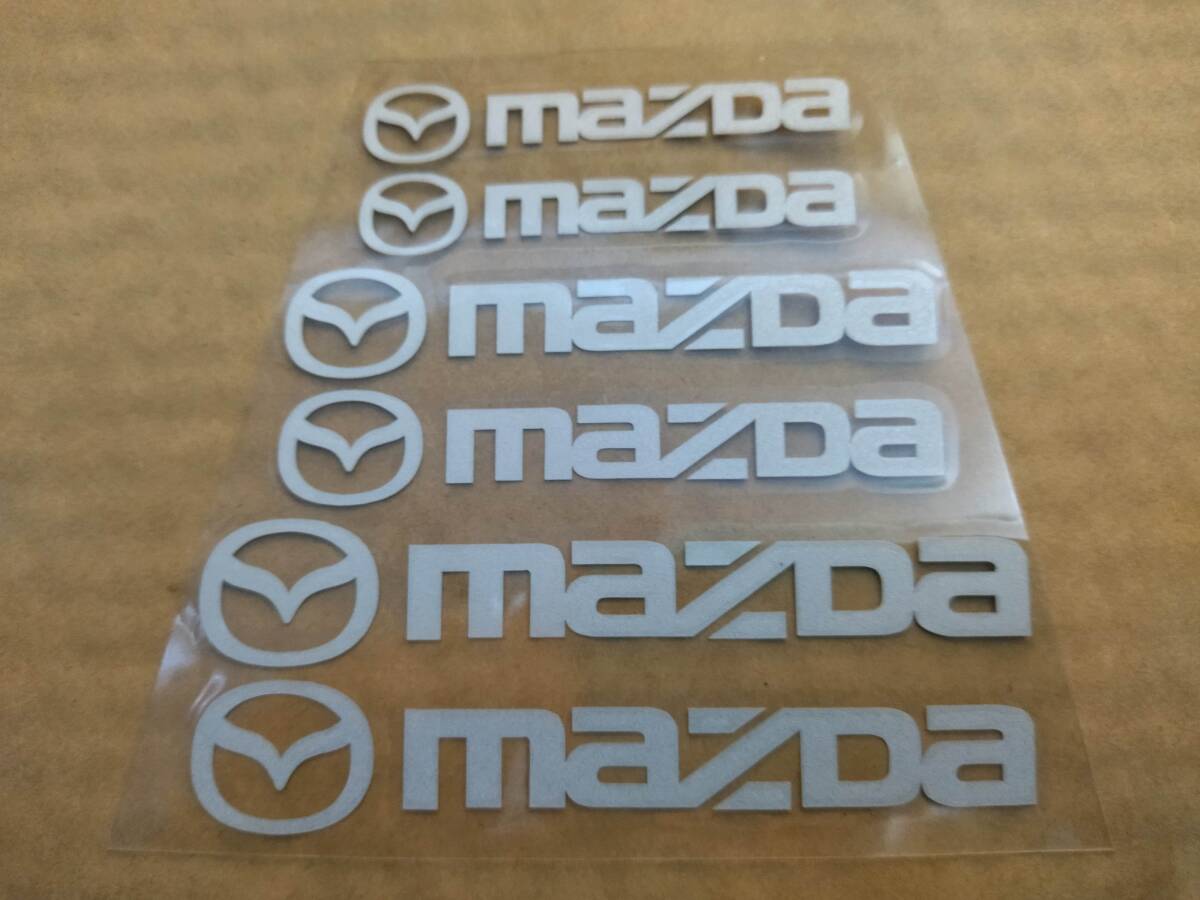 【送料無料】 MAZDA(マツダ) 耐熱ステッカー シルバー 大中小６枚セット ②_画像1