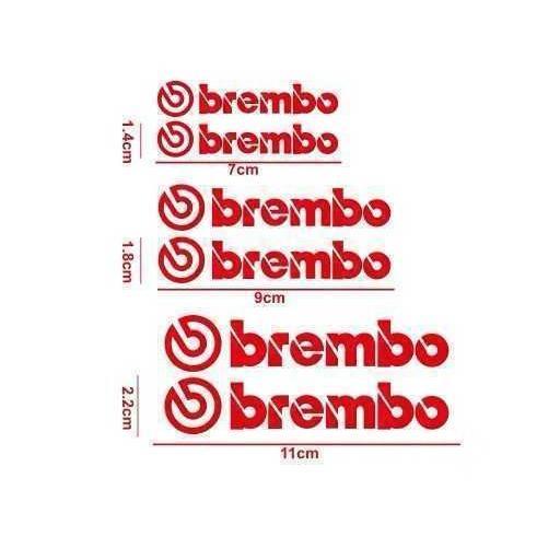 Bremboステッカー レッド 横11cm×縦13cm (１シート＝大中小　計６枚)　ブレンボ_画像2