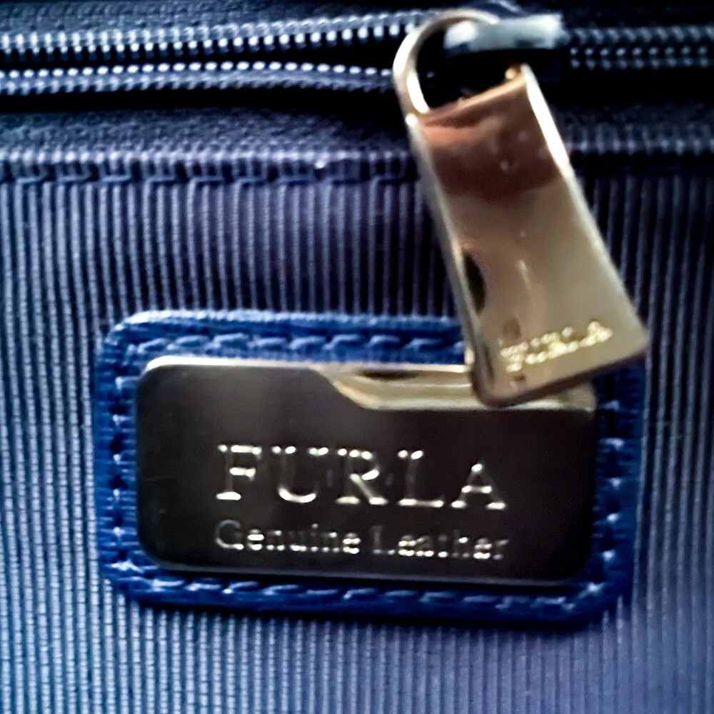 1 jpy ~# unused class #FURLA Furla 2way Logo tote bag business briefcase high capacity A4 lady's men's leather navy navy blue color 