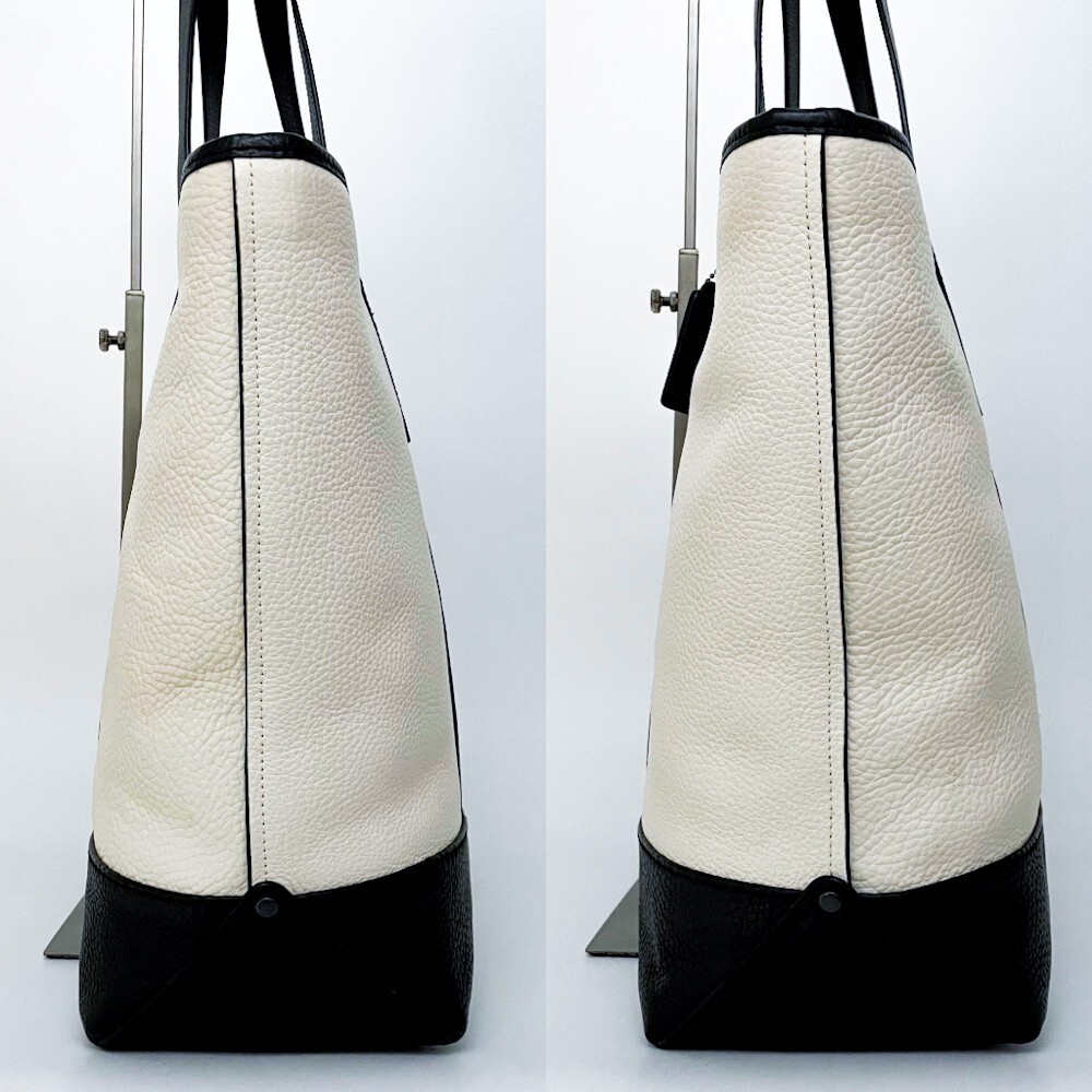 1 иен # не использовался класс #COACH Coach очарование Logo bai цвет большая сумка бизнес большая вместимость A4 женский мужской кожа белый черный чёрный 