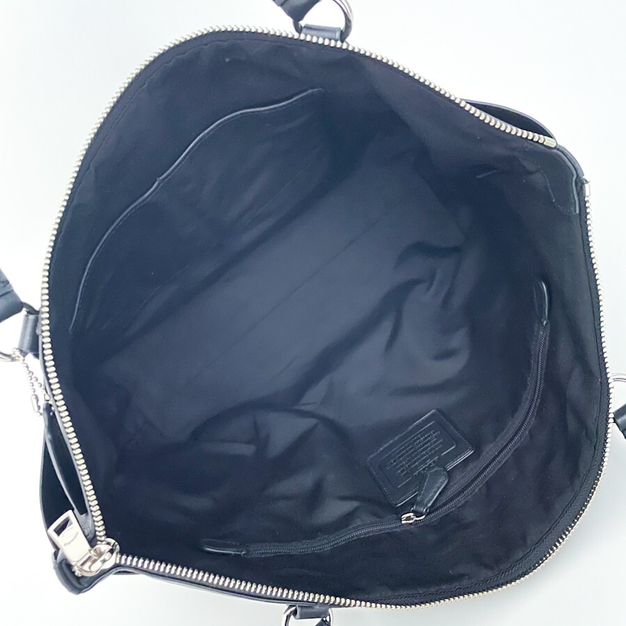 1 иен ~# не использовался класс #COACH Coach общий рисунок Logo очарование парусина большая сумка бизнес большая вместимость A4 женский мужской кожа черный чёрный 