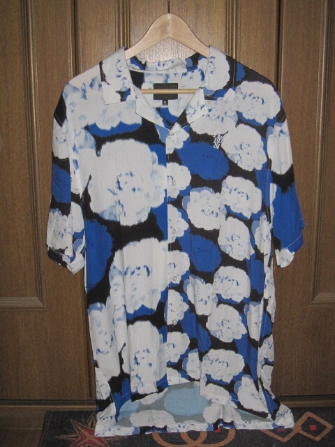 HUF HAMPTONS/S S RESORT SHIRT M BLUE×WHITE BU00106 ハフ 半袖シャツ 花柄 オープンカラーシャツ ブルー ホワイト
