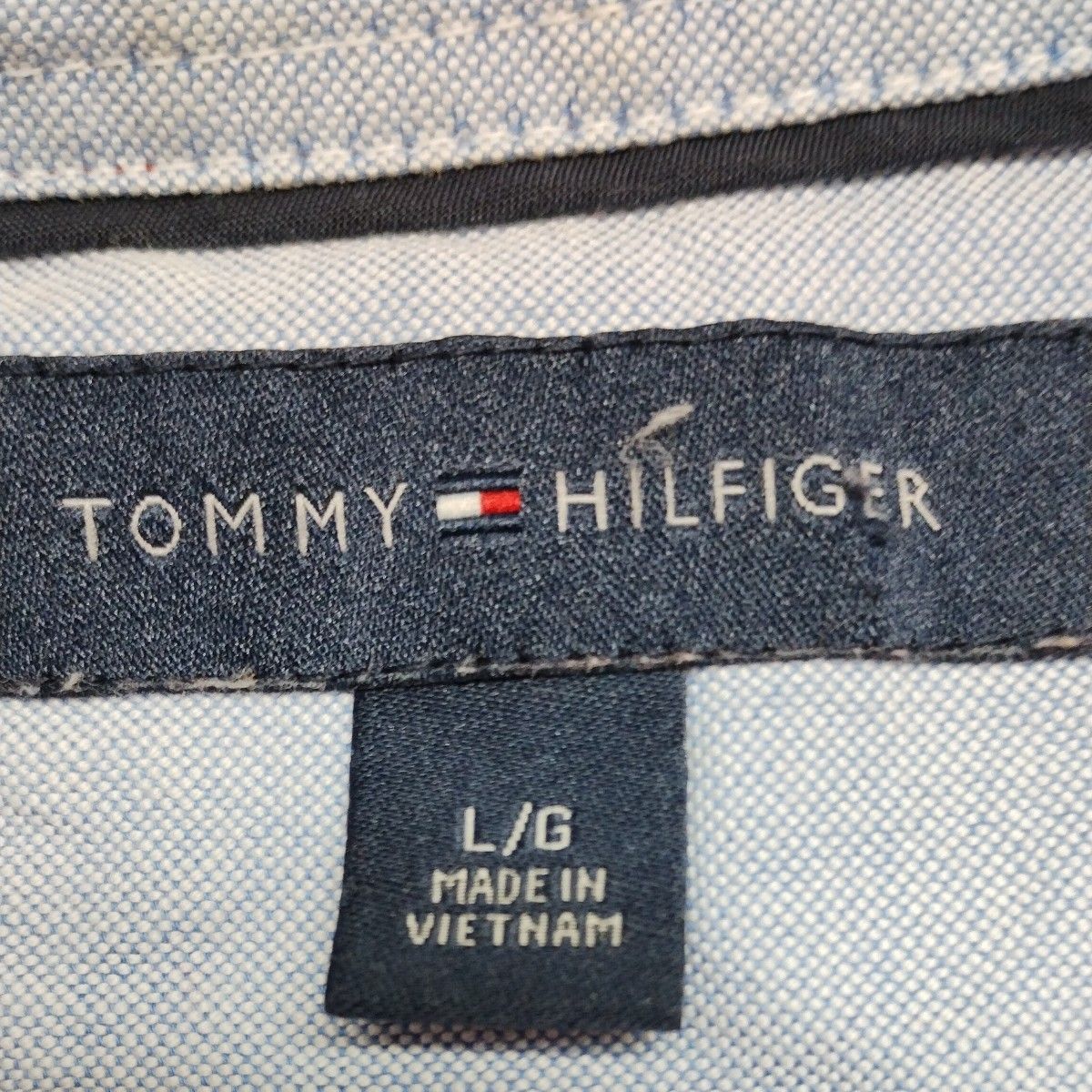 トミーヒルフィガー半袖ポロシャツM/L　レッド　台衿やサイドスリット裏にチラ見えサックス別布がステキ　TOMMY HILFIGER