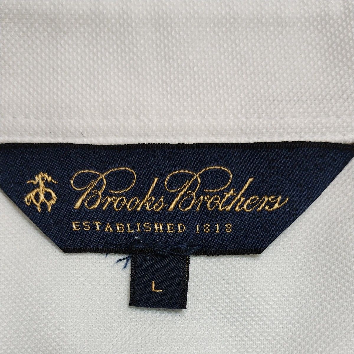 ★ブルックスブラザーズ半袖ポロシャツL/LL　白　胸ポケットに刺繍入り　ポリエステル混でサラっと　Brooks Brothers　