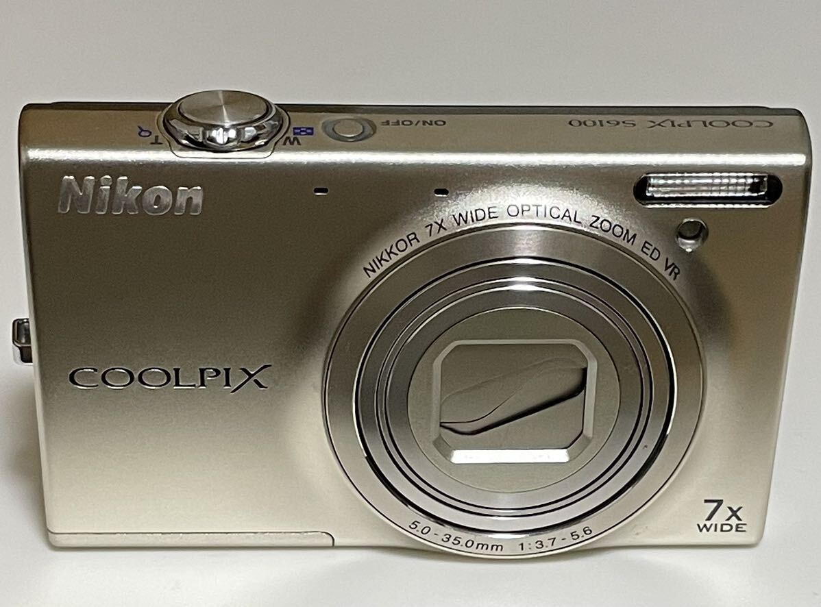 【ジャンク1円スタート】Nikon/ニコン/COOLPIX/クールピクス/S6100/付属品付/デジタルカメラ/デジカメ/通電確認済_画像1