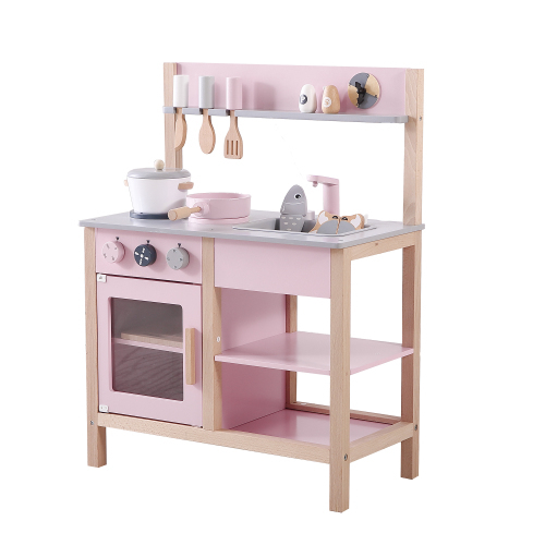  игрушечный кухня из дерева день рождения кухня кухонная утварь есть пищевые ингредиенты развивающая игрушка плитка Mini кухня игрушка кухня [ розовый ]