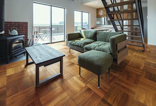 K-2023-1-831【訳あり・激安在庫処品】TEAK PARQUET with CUSHION チーク パーケット 直貼り裏面カルプ付き クランプオイル塗装 床材_画像7